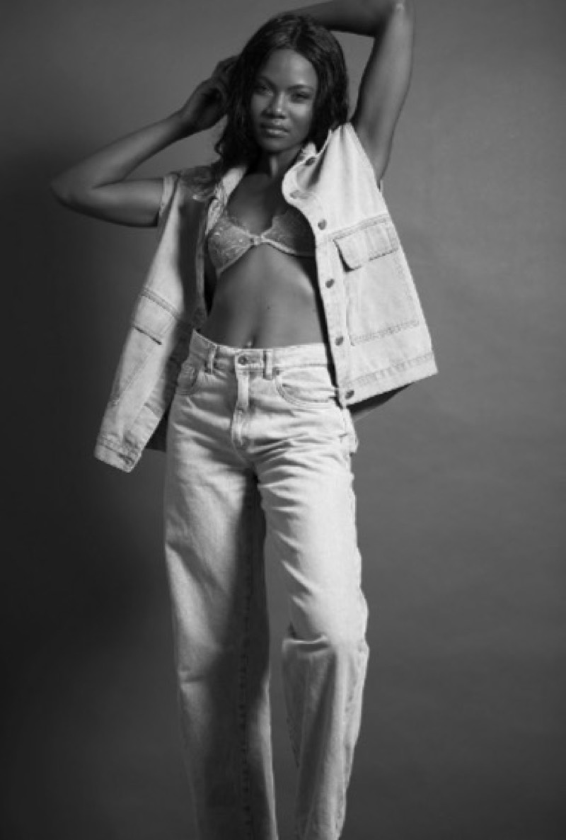 Black and white denim vest editorial