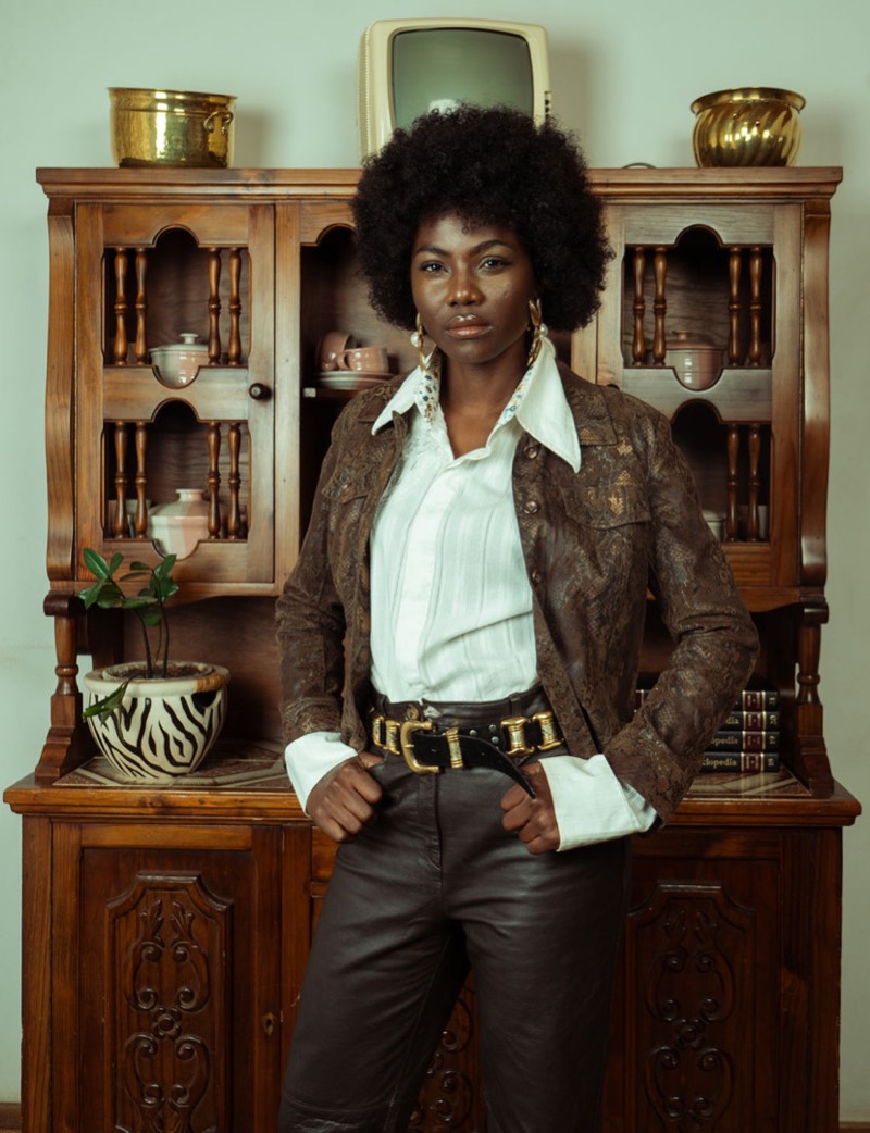 Vintage leather jacket editorial