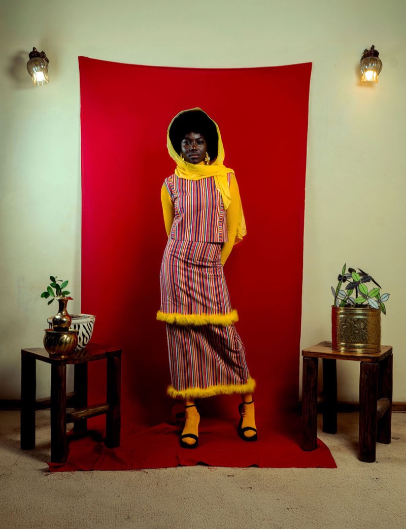 Traditional striped dress full body